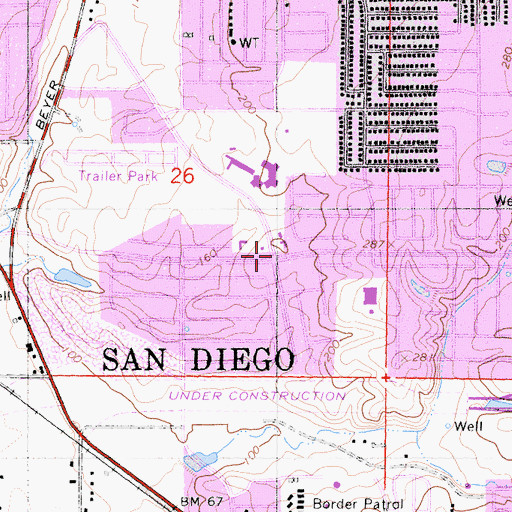 Topographic Map of Otay Mesa, CA