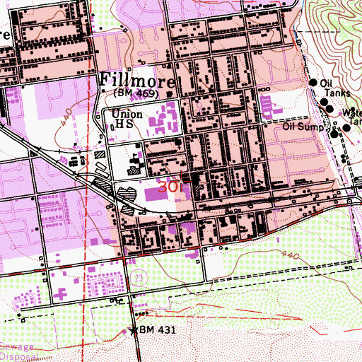 Topographic Map of Fillmore Chamber of Commerce, CA