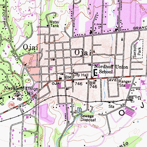 Topographic Map of The Arcade Shopping Center, CA