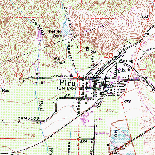 Topographic Map of Piru United Methodist Church, CA