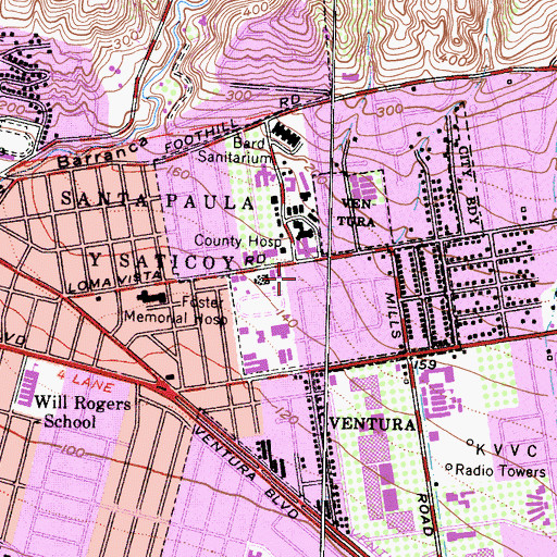 Topographic Map of Saint Pauls School, CA