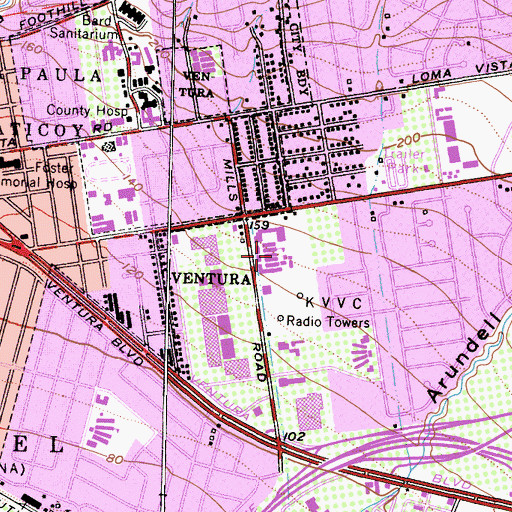 Topographic Map of Anacapa Middle School, CA