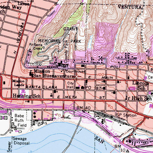 Topographic Map of Southern Methodist Episcopal Church (historical), CA