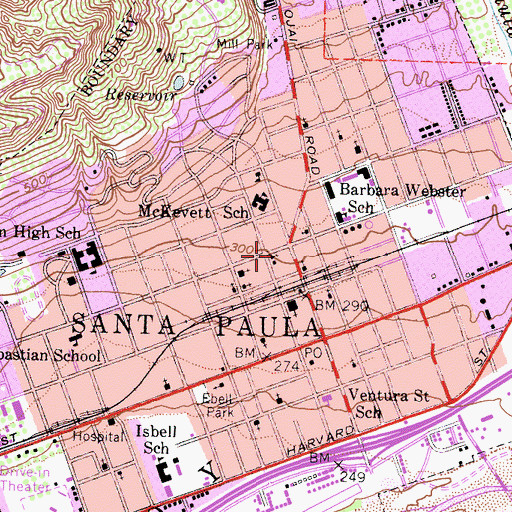 Topographic Map of Bethel Baptist Church, CA