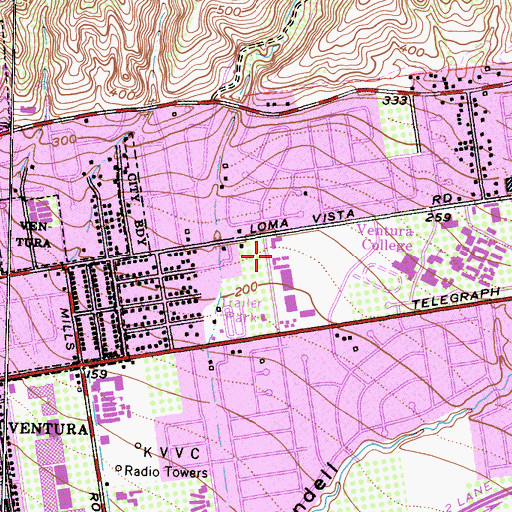 Topographic Map of Church of Scientology Mission, CA