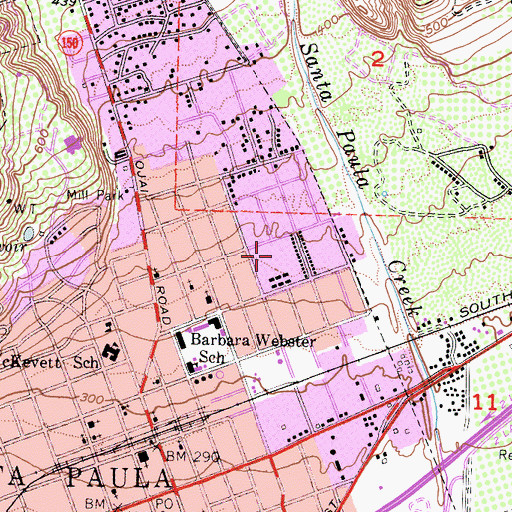 Topographic Map of Las Piedras Park, CA