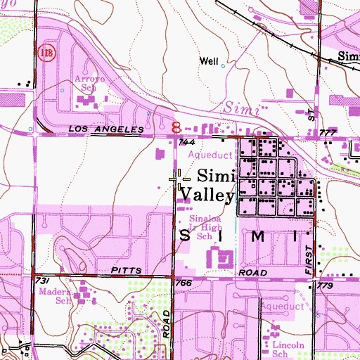 Topographic Map of Church of Christ, CA