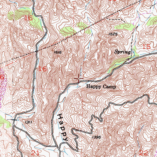 Topographic Map of Happy Camp Canyon Regional Park, CA