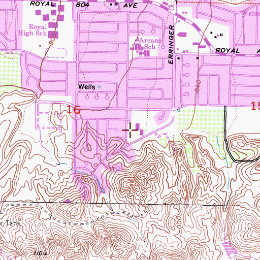 Topographic Map of Hollow Hills Elementary School, CA