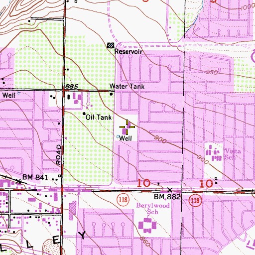 Topographic Map of Justin Elementary School, CA