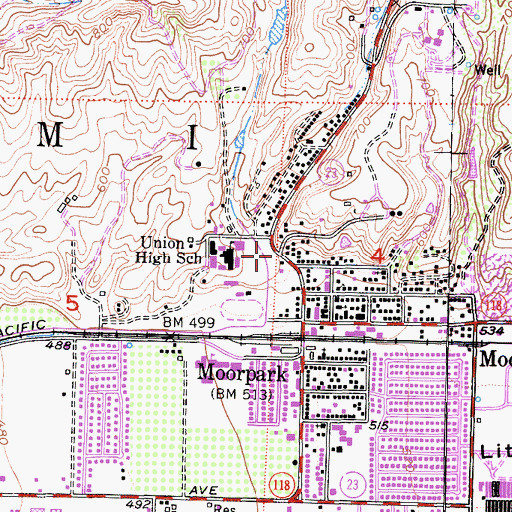 Topographic Map of Moorpark Civic Center, CA