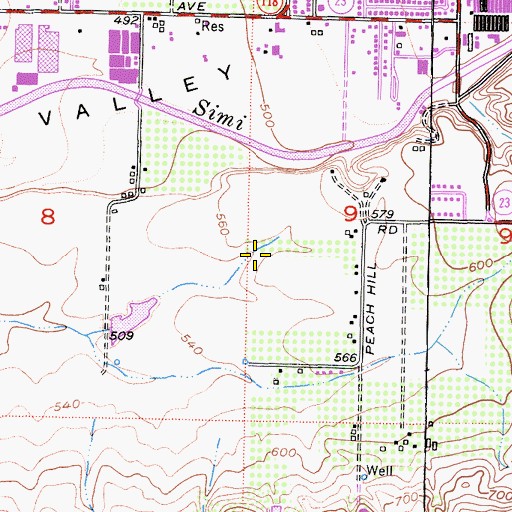 Topographic Map of Peach Hill Park, CA