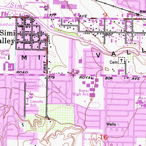 Topographic Map of Saint Rose of Lima Church, CA