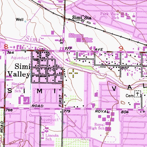 Topographic Map of Willowbrook Park, CA