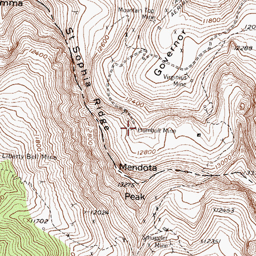 Topographic Map of Humbolt Mine, CO