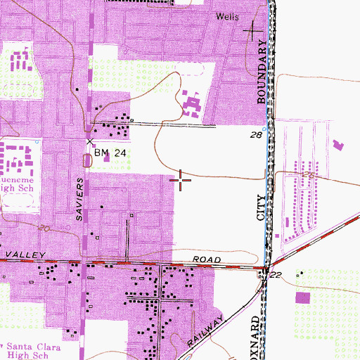 Topographic Map of Julien Hathaway Elementary School, CA