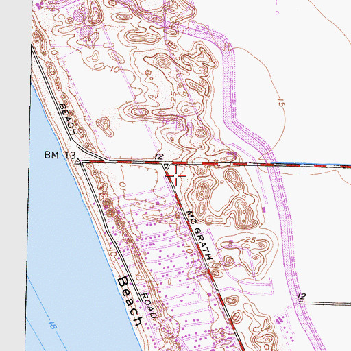 Topographic Map of Oxnard Shores Park, CA