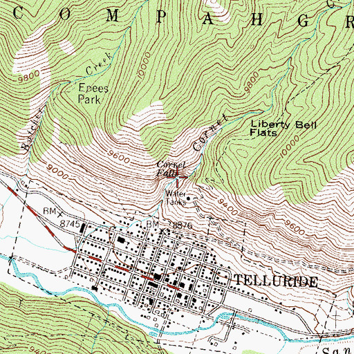 Topographic Map of Cornel Falls, CO
