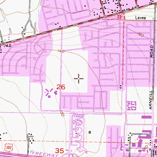 Topographic Map of Bedford Open School, CA