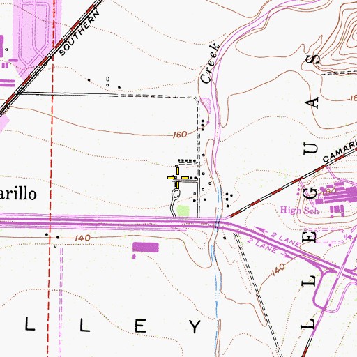 Topographic Map of Camarillo House County Landmark, CA