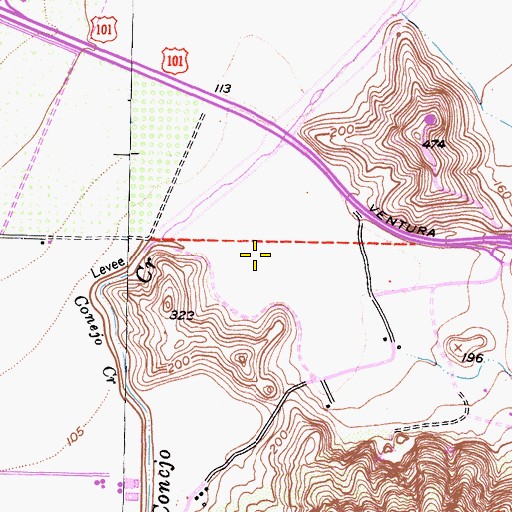 Topographic Map of Camarillo Springs Golf Course, CA