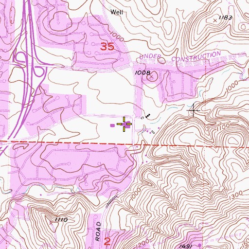 Topographic Map of Los Cerritos Intermediate School, CA