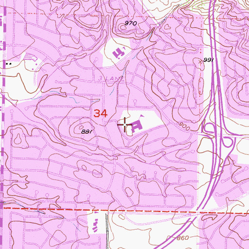 Topographic Map of Park Oaks Elementary School, CA