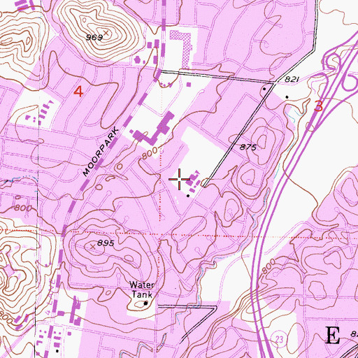 Topographic Map of Glenwood Elementary School, CA