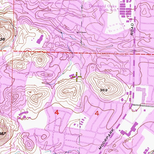 Topographic Map of La Reina High School, CA