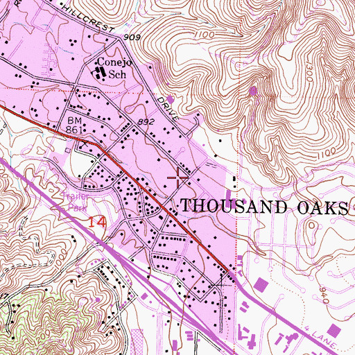 Topographic Map of The Shepherds Gate Foursquare Church, CA
