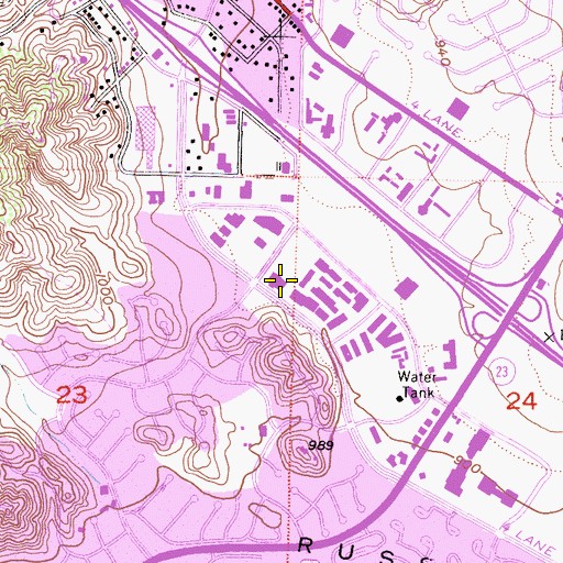 Topographic Map of Westoaks-Hampshire Shopping Center, CA