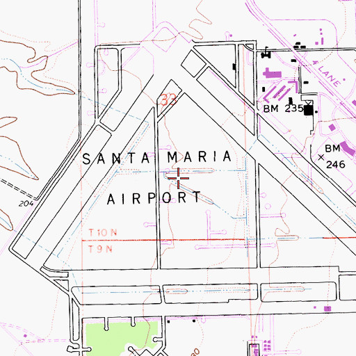Topographic Map of Santa Maria United States Air Force Field (historical), CA