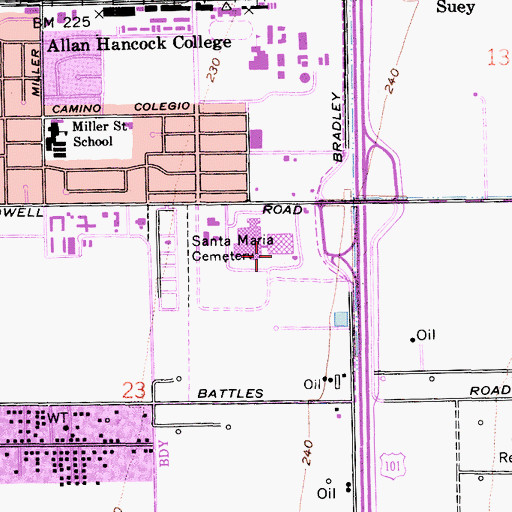 Topographic Map of Allan Hancock College - South Campus, CA