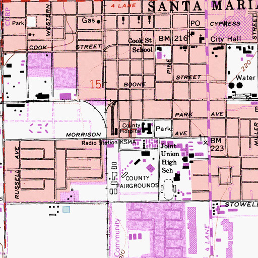 Topographic Map of Santa Maria Community Health Clinic, CA