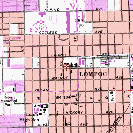 Topographic Map of Lompoc Grade School (historical), CA