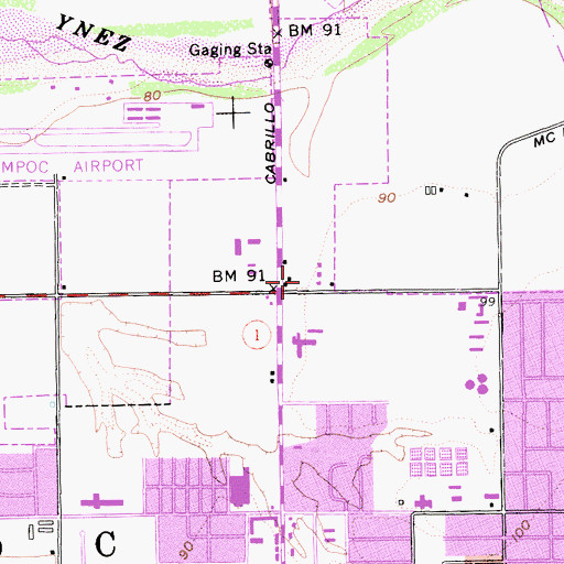 Topographic Map of Lompoc North Shopping Center, CA