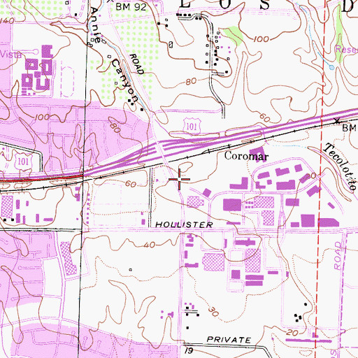 Topographic Map of Glen Annie Ranch (historical), CA
