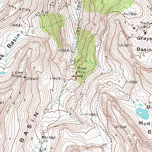 Topographic Map of Royal Mine, CO