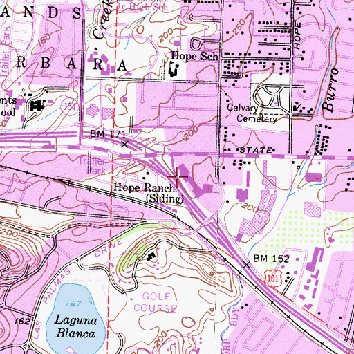 Topographic Map of Five Points Shopping Center, CA