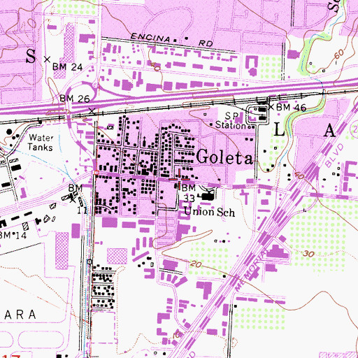 Topographic Map of Goleta Valley Chamber of Commerce, CA