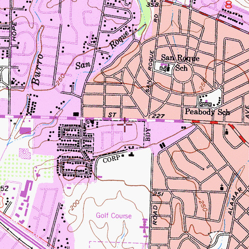 Topographic Map of Loreto Plaza Shopping Center, CA