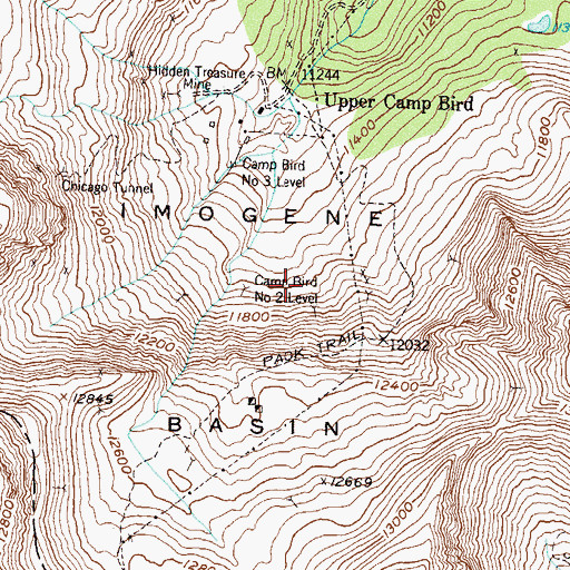 Topographic Map of Imogene Basin, CO