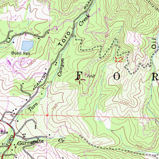 Topographic Map of Toro Canyon County Park, CA