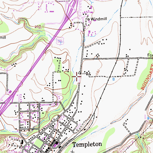 Topographic Map of Templeton Post Office, CA