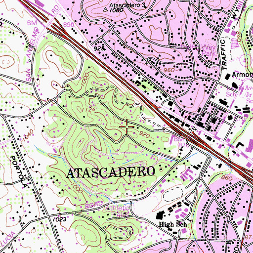 Topographic Map of Atascadero Assembly of God Church, CA