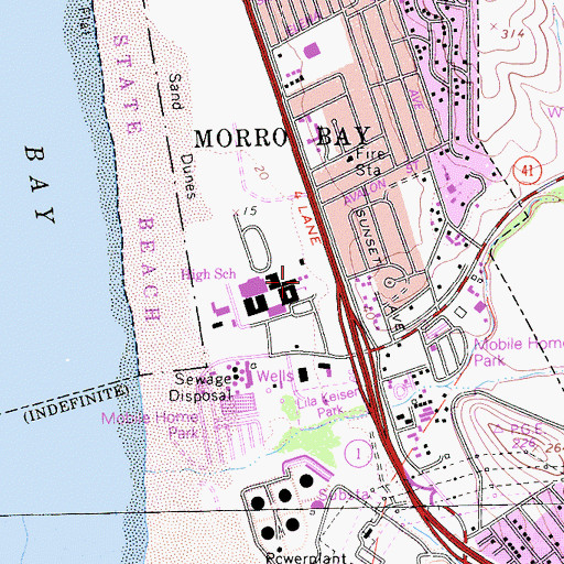 Topographic Map of Morro Bay High School, CA