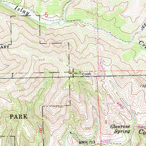 Topographic Map of Coon Peak, CA