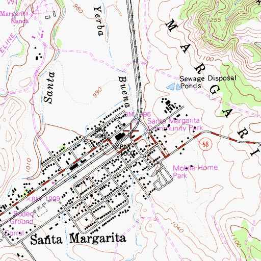 Topographic Map of Santa Margarita Community Park, CA