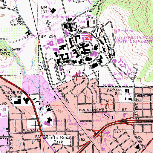 Topographic Map of University Christian Center, CA