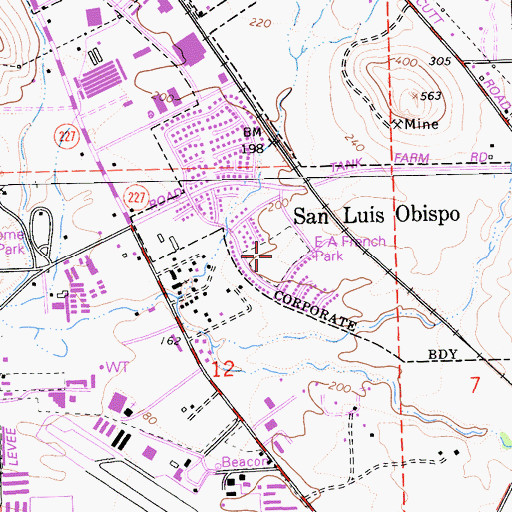 Topographic Map of E A French Park, CA